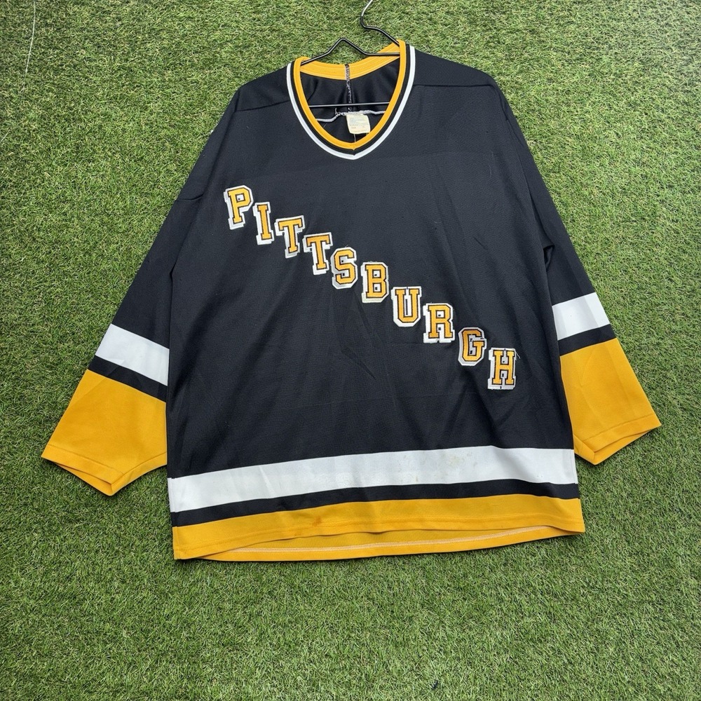 CCM Pittsburgh Penguins Hockey Jersey Mens XL Vintage Diagonal Letters Blank